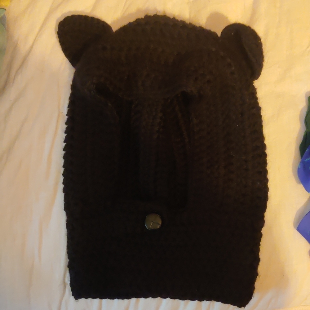 Cozy Black Bear Knit Hat for Kids